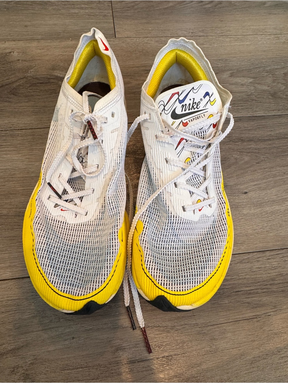 Nike Kids White and Yellow Mesh Sneakers